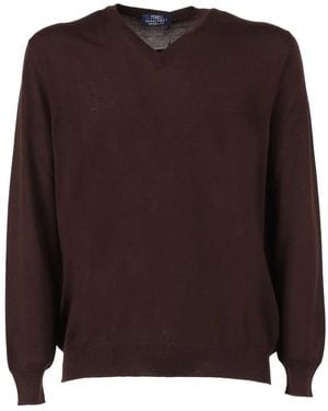 Fedeli V-Neck Sweater - Brown