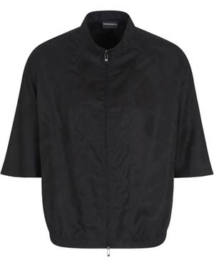 Emporio Armani Zip-Front Short-Sleeved Lightweight Jacket - Black