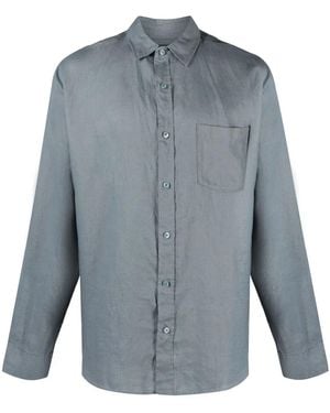 Vince Linen Long Sleeve Shirt - Blau