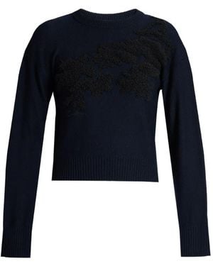 Erdem Fine-Knit Floral-Embroidered Jumper - Blue