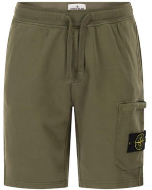 Stone Island 6200011 Organic Cotton Fleece Shorts - Green