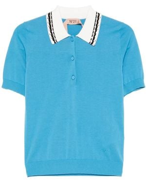 N°21 Crystal-Embellished Polo Top - Blue