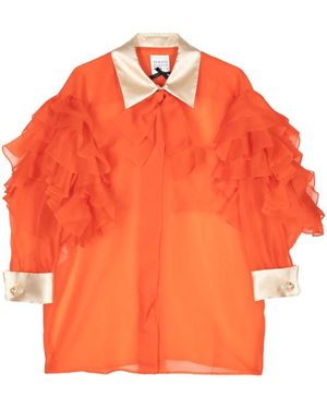 Edward Achour Paris Ruffled Silk Shirt - Orange