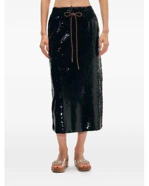 Simone Rocha Midi-Rok Met Pailletten En Strik - Zwart