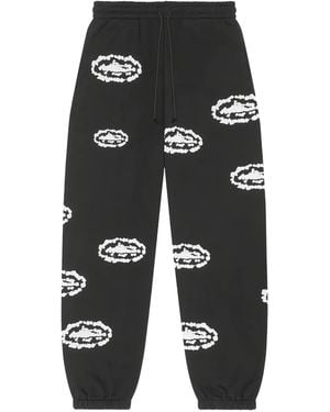 corteiz X Denim Tears Wreath Cotton Track Trousers - Black