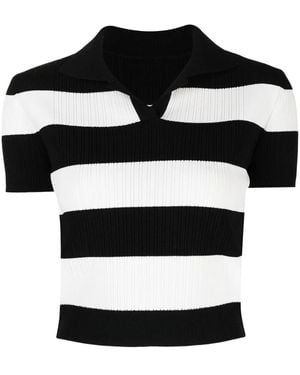Juun.J T-Shirt A Righe Crop - Nero