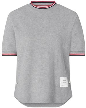Thom Browne Rwb Tipping Pique T-Shirt - Grey