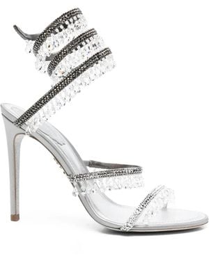 Rene Caovilla 105Mm Crystal-Embellished Spiral Sandals - White