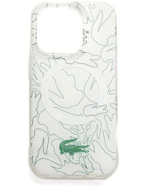 Lacoste Crocodile-Pattern Iphone 15 Pro Max Case - White