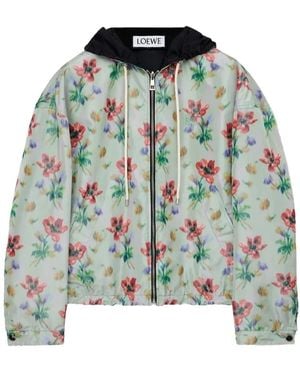 Loewe Reversible Floral-Print Hooded Jacket - Green