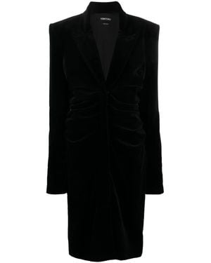 Tom Ford Plunging V-Neck Velvet Midi Dress - Black