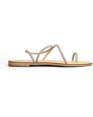 NICOLAS LAINAS Ithaca Crystal-Embellished Toe-Strap Sandals - White
