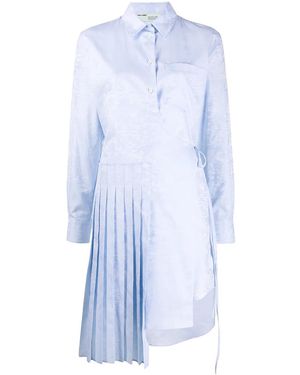 Off-White c/o Virgil Abloh Wave Print Asymmetrical Pleated Dress - Blue
