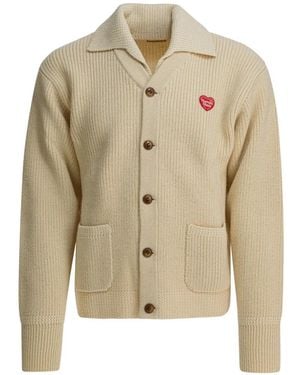 Human Made Cardigan mit Herz-Patch - Natur