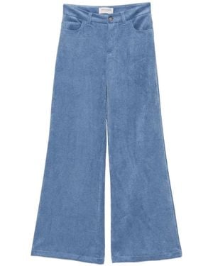 ERMANNO FIRENZE Corduroy-Effect Wide-Leg Trousers - Blue