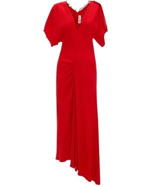 Victoria Beckham Abito Midi Con Dettagli A Nastro - Rosso