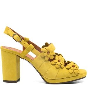 Chie Mihara Flower Perli Leather Sandals - Yellow