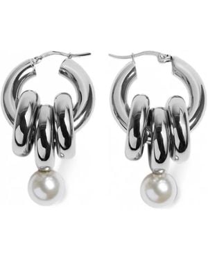 Simone Rocha Stacked-Link Pearl Hoop Earrings - White