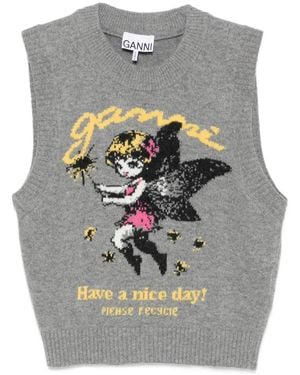Ganni Graphic Vest - Gray