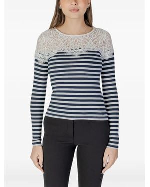 Morgan Striped Long Sleeve Knitted Top - Blue