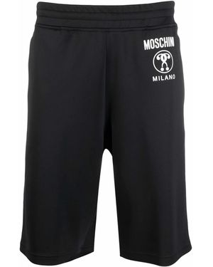 Moschino Black Logo-tape Bermuda Shorts - Blue