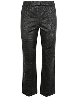 Enes Crocodile-Effect Leather Flared Pants - Black