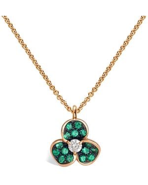 Leo Pizzo 18 Rose Candy Flora Diamond And Emerald Pendant Necklace - Metallic