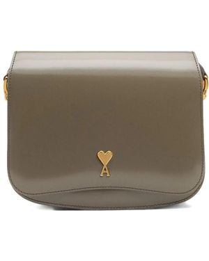 Ami Paris Paris Paris Glazed-Leather Bag - Grey