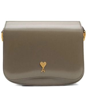 Ami Paris Paris Paris Glazed-Leather Bag - Grey