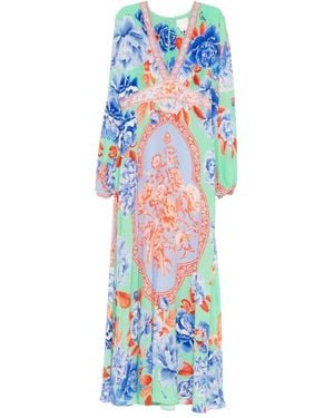 CAMILLA V-Neck Floral-Print Maxi Dress - Blue