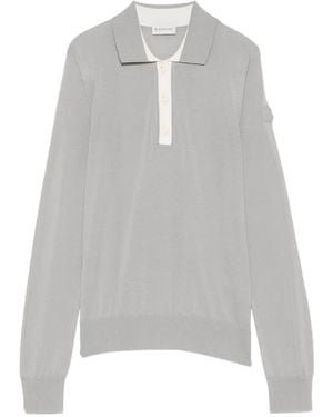 Moncler Long-Sleeve Polo Top - Gray