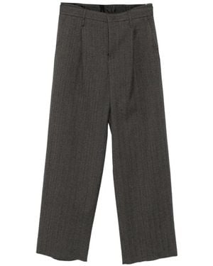 Emporio Armani Pinstripe-Pattern Pleated Pants - Grey