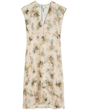 Jil Sander Floral-Print Silk Dress - White