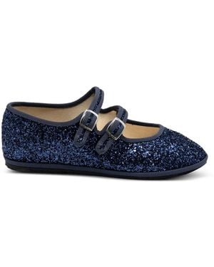 Gondolina Mary Jane Glitter-Embellishment Ballet Flats - Blue