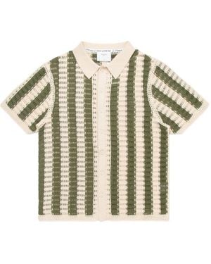 Percival Barletta Knitted Striped Short-Sleeve Shirt - White