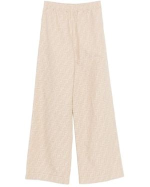 Fendi Ff Chambray Denim Trousers - Natural