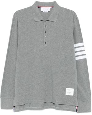 Thom Browne Langärmeliges Poloshirt mit Streifen - Grau