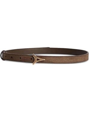 Manière De Voir Leonie Eiffel Slim Suede Belt - White
