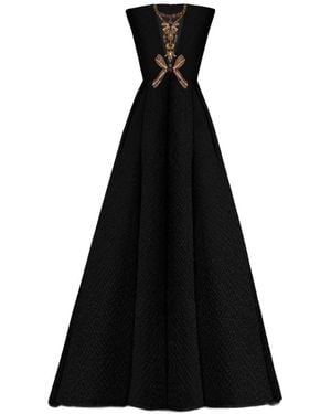 Gemy Maalouf Structured-Shoulder Maxi Dress - Black