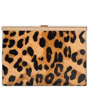 Alberta Ferretti Leopard-Print Chain Clutch Bag - Metallic