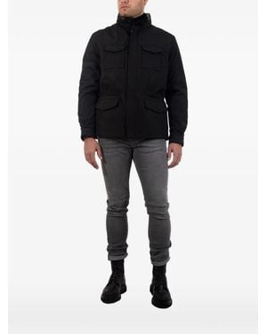Poche Paris Faux-Fur Trim Field Jacket - Black