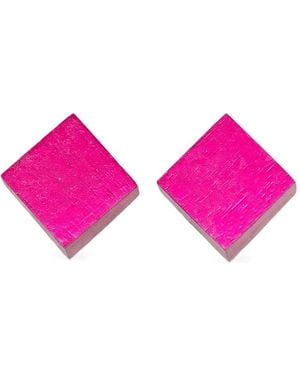 Monies Geometric Wood Earrings - Pink