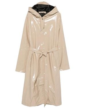 Rains A-Line Hooded Belted Coat - Natural
