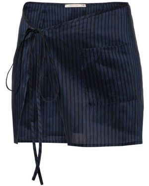 Paloma Wool Alma Halo-Stripe Wrap Miniskirt - Blue