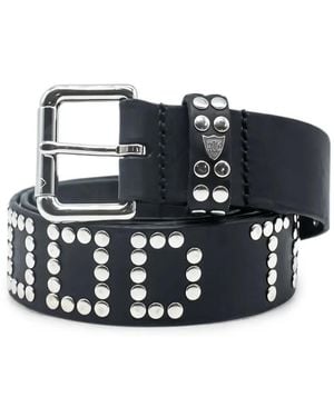HTC Hollywood Stud-Embellished Leather Belt - Black