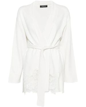 Fabiana Filippi Lace-Trimmed Belted Cardigan - White