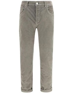PT Torino Corduroy-Effect Trousers - Grey