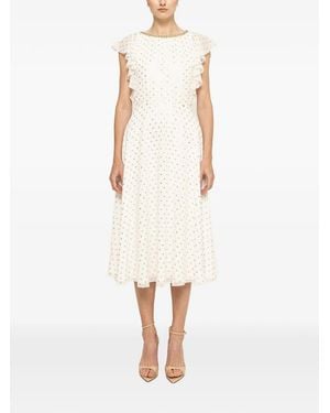 Nissa Polka-Dot Midi Dress - White