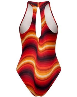 Osklen Wave-Print Swimsuit - Red