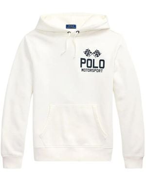 Polo Ralph Lauren Felpa Con Cappuccio E Logo - Bianco